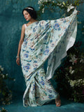 Blue floral saree set