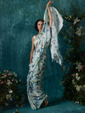 Blue floral saree set
