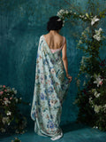 Blue floral saree set