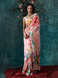 Light pink abstract floral saree set