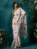 White base floral saree set