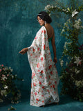 White base floral saree set