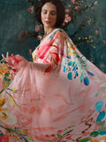 Light pink abstract floral saree set