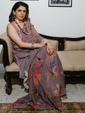 Mouse color floral saree set