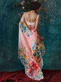 Light pink abstract floral saree set