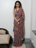 Mouse color floral saree set