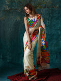 Ivory abstract saree set