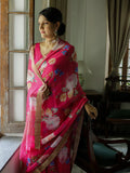 Rani abstract watercolor floral saree set