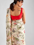 Ivory multi coloured tropical saree set