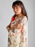 Ivory multi coloured tropical saree set