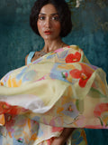Pale Yellow dreamy floral saree set