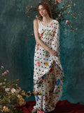Multi polka floral saree set
