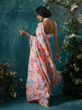 Pink abstract floral saree set