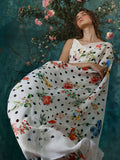 Multi polka floral saree set