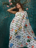 Multi polka floral saree set