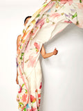 Ivory floral abstract saree set