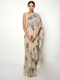 Dirty beige floral saree set