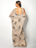 Dirty beige floral saree set
