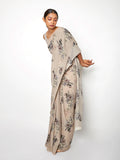 Dirty beige floral saree set