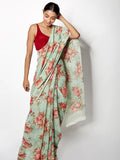Sea green floral saree set