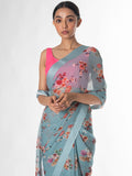 Blue floral saree set