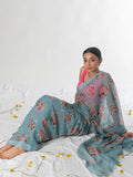 Blue floral saree set