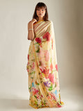 Yellow floral saree set