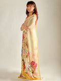 Yellow floral saree set
