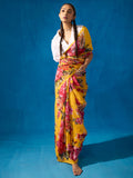 Mustard floral saree set