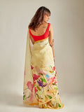 Yellow floral saree set