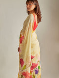 Yellow floral saree set