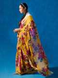 Mustard floral saree set