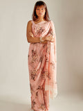 Pink peach floral saree set