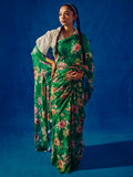 Emerald Green floral saree set
