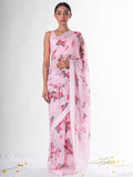Baby pink floral saree set