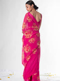 Fuchsia floral saree set