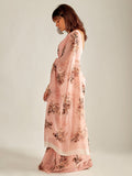 Pink peach floral saree set