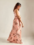 Pink peach floral saree set