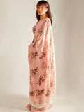 Pink peach floral saree set