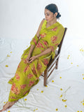 Lime green floral saree set