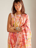 Multicolored geometric saree set