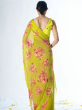 Lime green floral saree set