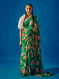 Emerald Green floral saree set