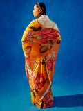 Mustard floral saree set