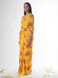 Mustard floral saree set