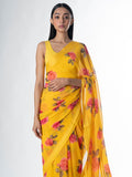 Mustard floral saree set