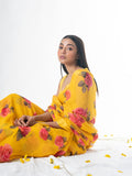 Mustard floral saree set