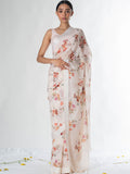 Off white floral saree set