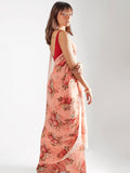 Pink floral saree set