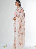 Off white floral saree set